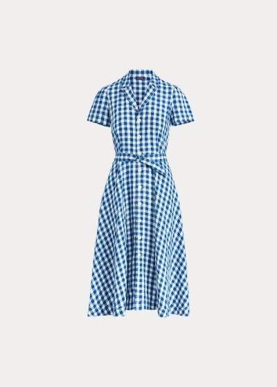 Women's Polo Ralph Lauren Belted Linen Midi Dresses | 751629TFI